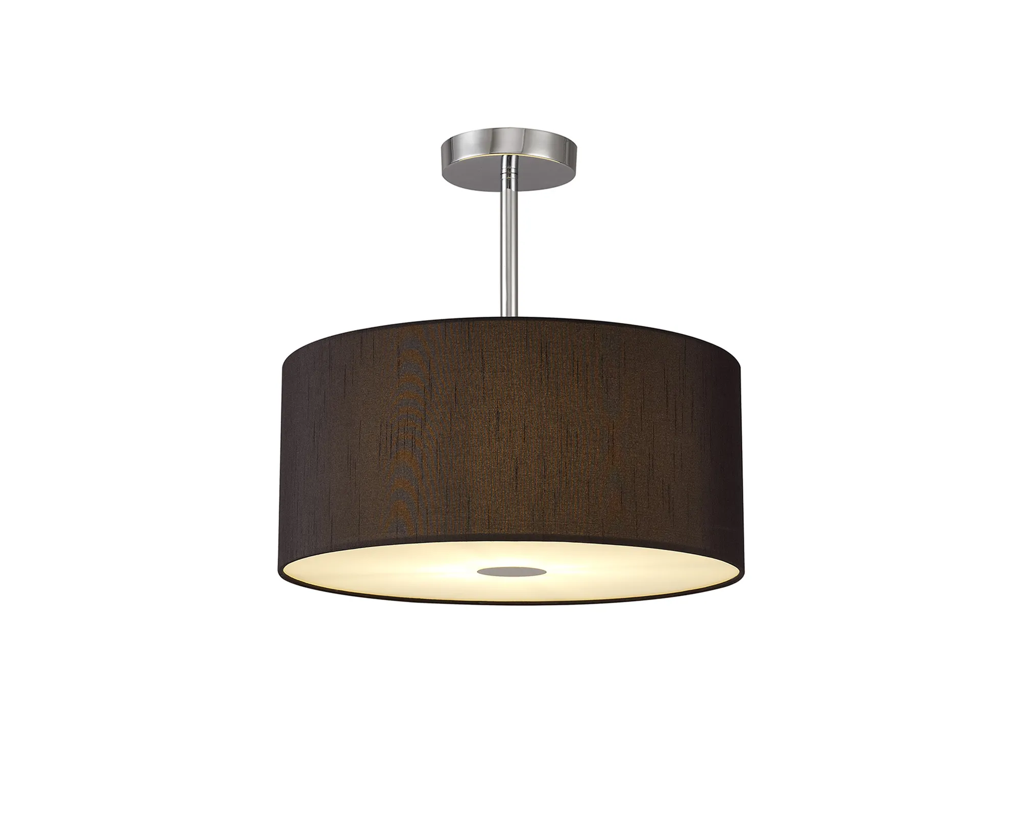 Baymont 40cm Semi Flush 1 Light Polished Chrome, Black, Frosted Diffuser DK0101  Deco Baymont CH BL